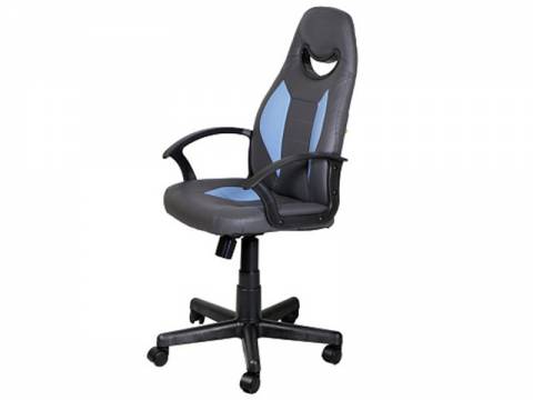 Кресло офисное Дюна кожзаменитель серый/голубой