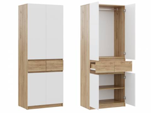 Шкаф ШК-002 ЛДСП Бостон Лайт Фасад Белый