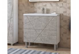 Тумба Geometry 800-0-2 умывальник 9696 бетон