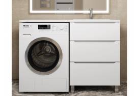 Тумба под стиральную машину Uperwood Tanos 60 см, напольная, 3 ящика, белая