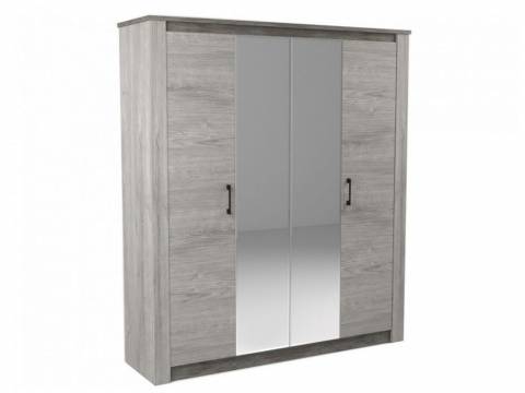 Шкаф 4-х дверный 2194 Денвер Риббек серый