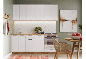 Кухонный гарнитур Хелмер 2000 мм ЛДСП Вотан/Белый со шкафом под духовку